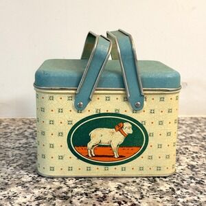 Vintage Bristol Ware Easter Tin with Lamb Motif, Made in USA, Farmhouse Cottage